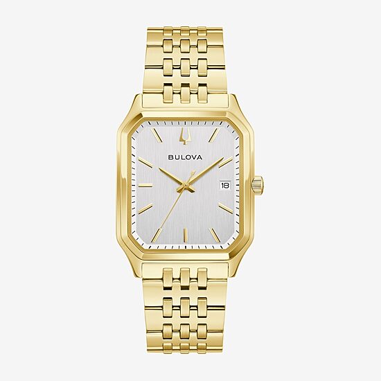 Bulova Mens Gold Tone Stainless Steel Bracelet Watch 97b236
