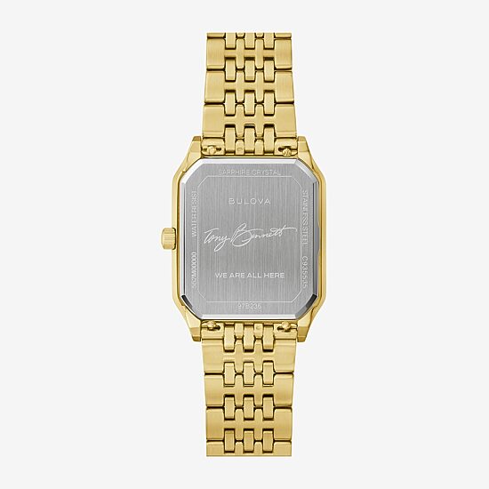 Bulova Mens Gold Tone Stainless Steel Bracelet Watch 97b236, Color