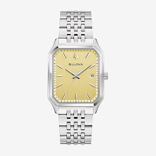 Bulova Mens Silver Tone Stainless Steel Bracelet Watch 96b471