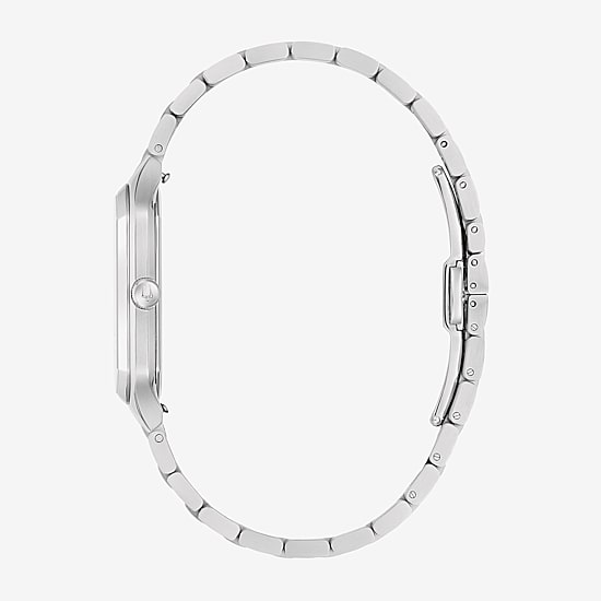 Bulova Mens Silver Tone Stainless Steel Bracelet Watch 96b471