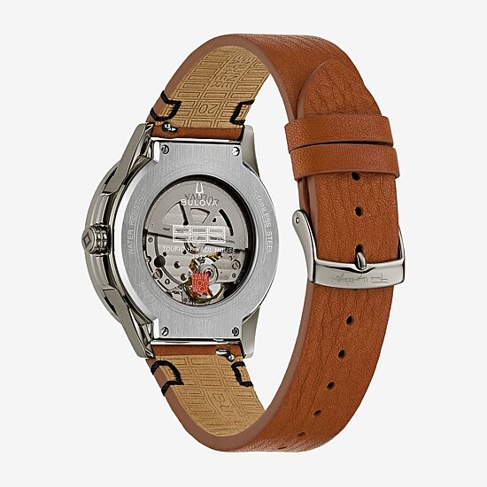 Bulova Mens Automatic Brown Leather Strap Watch 98a330