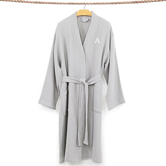 Linum Home Textiles Personalized Smyrna Bathrobe Unisex Adult Long Length Long Sleeve Robe