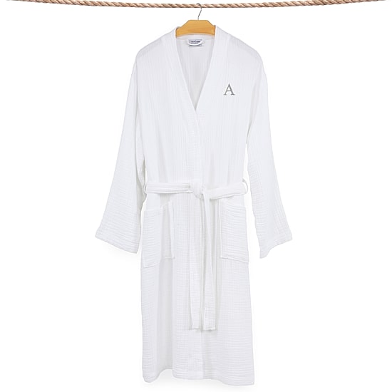 Linum Home Textiles Personalized Smyrna Bathrobe Unisex Adult Long Sleeve Long Length Robe