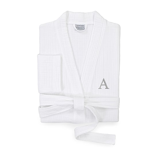 Linum Home Textiles Personalized Smyrna Bathrobe Unisex Adult Long Sleeve Long Length Robe