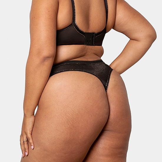 Curvy Couture Shimmer Mesh High Cut Thong- 1603