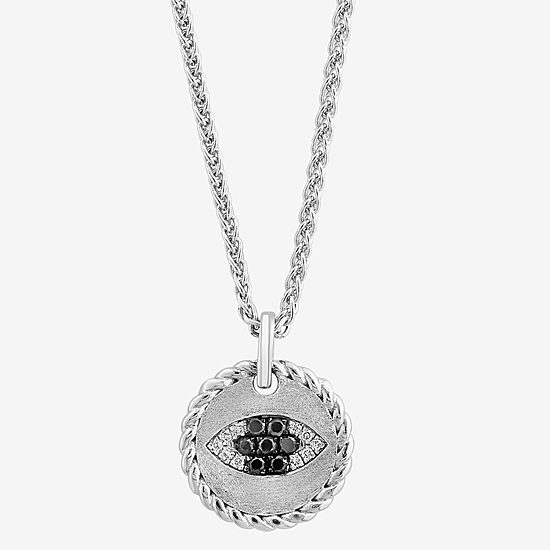 Effy Final Call Limited Quantities! Womens 1/8 CT. T.W. Natural Black Diamond Sterling Silver Evil Eye 18 Inch Pendant Necklace