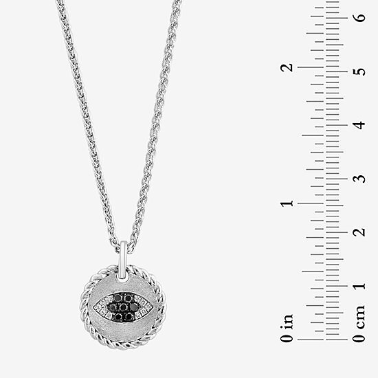 Effy Final Call Limited Quantities! Womens 1/8 CT. T.W. Natural Black Diamond Sterling Silver Evil Eye 18 Inch Pendant Necklace