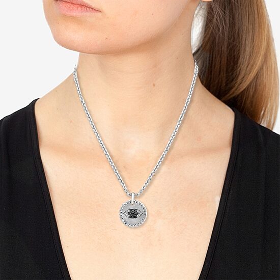 Effy Final Call Limited Quantities! Womens 1/8 CT. T.W. Natural Black Diamond Sterling Silver Evil Eye 18 Inch Pendant Necklace