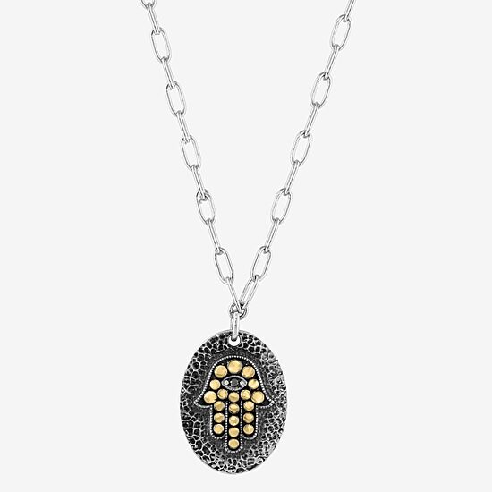 Effy Final Call Limited Quantities! Womens Diamond Accent Natural Black Diamond 18K Gold Sterling Silver Hamsa 27 Inch Pendant Necklace