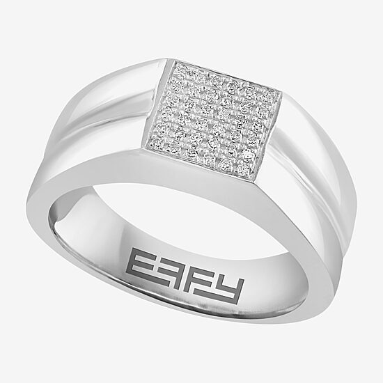 Effy Final Call Limited Quantities! Mens 1/6 CT. T.W. Natural White Diamond Sterling Silver Fashion Ring