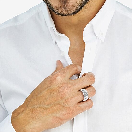 Effy Final Call Limited Quantities! Mens 1/6 CT. T.W. Natural White Diamond Sterling Silver Fashion Ring
