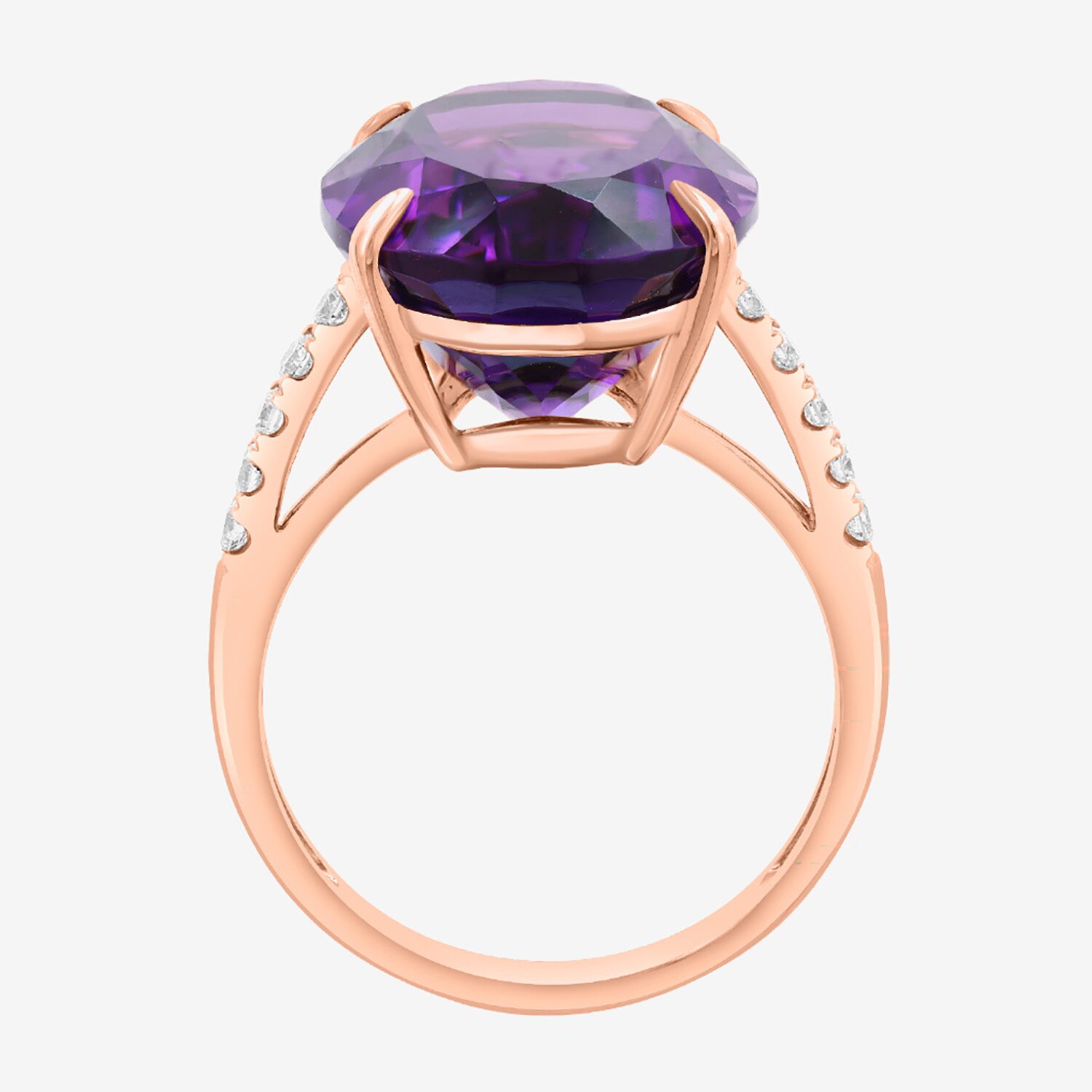 Effy Final Call Limited Quantities! Womens 1/5 CT. Genuine Purple Amethyst 14K Gold Oval Side Stone Cocktail Ring