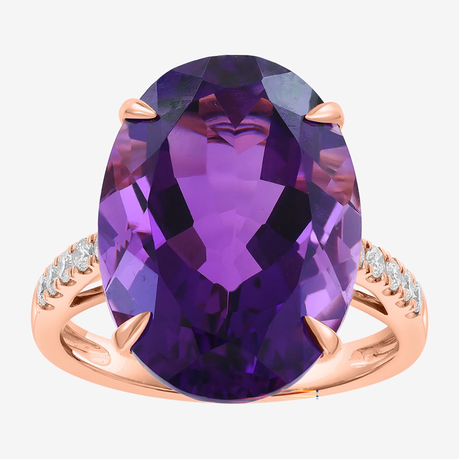 Effy Final Call Limited Quantities! Womens 1/5 CT. Genuine Purple Amethyst 14K Gold Oval Side Stone Cocktail Ring