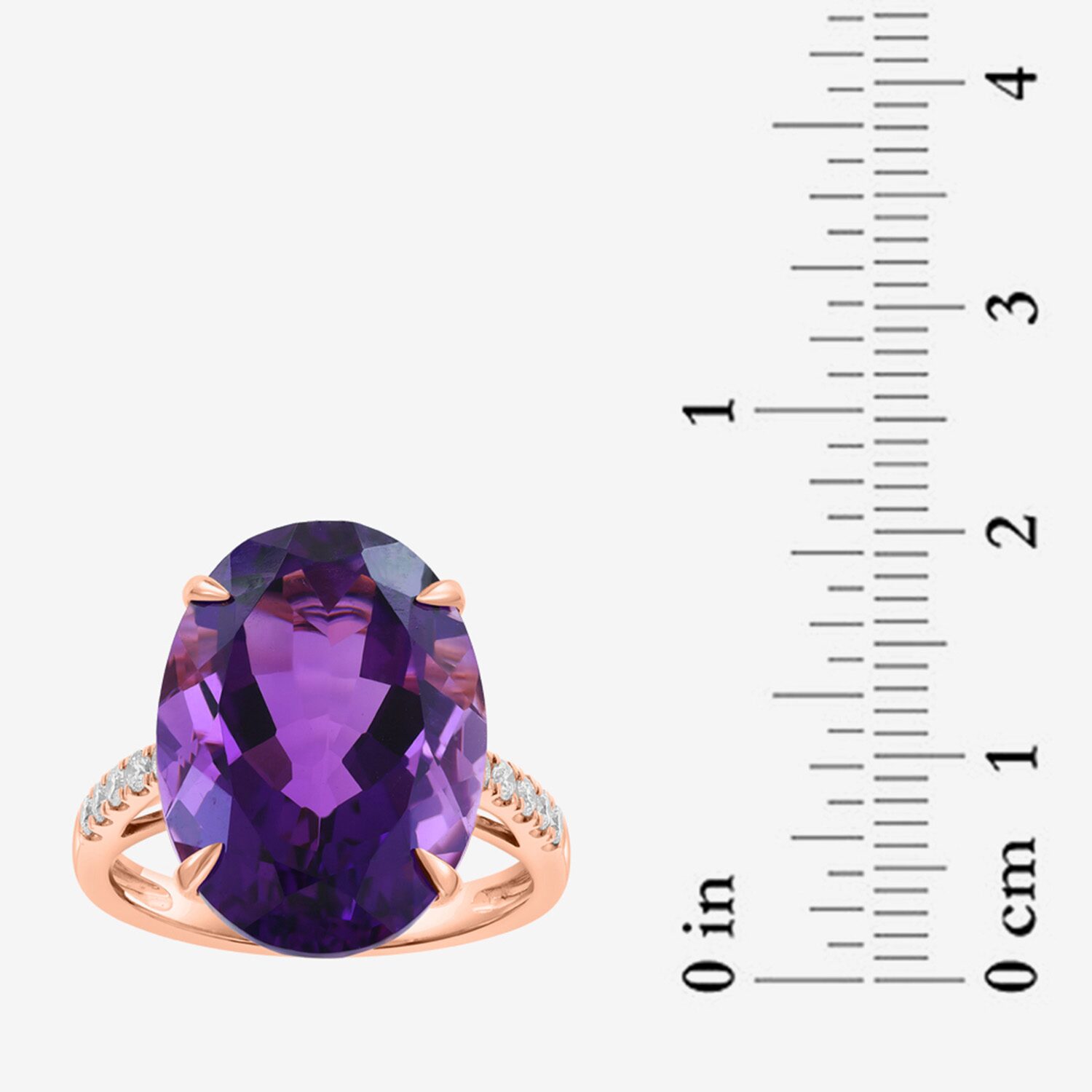 Effy Final Call Limited Quantities! Womens 1/5 CT. Genuine Purple Amethyst 14K Gold Oval Side Stone Cocktail Ring