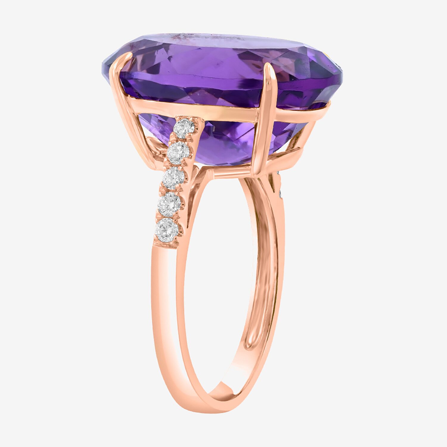 Effy Final Call Limited Quantities! Womens 1/5 CT. Genuine Purple Amethyst 14K Gold Oval Side Stone Cocktail Ring