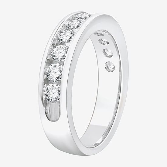 (H-1, I1) Womens 5MM 1 CT. T.W. Lab Grown White Diamond Sterling Silver Wedding Band
