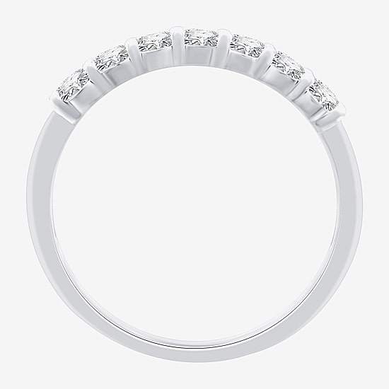 (G,Si1-Si2) Womens 2MM 1/2 CT. T.W. Lab Grown White Diamond Sterling Silver Wedding Band