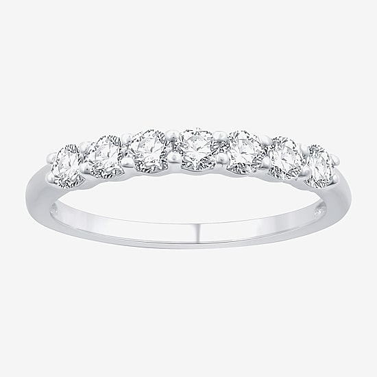 (G,Si1-Si2) Womens 2MM 1/2 CT. T.W. Lab Grown White Diamond Sterling Silver Wedding Band