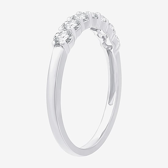 (G,Si1-Si2) Womens 2MM 1/2 CT. T.W. Lab Grown White Diamond Sterling Silver Wedding Band