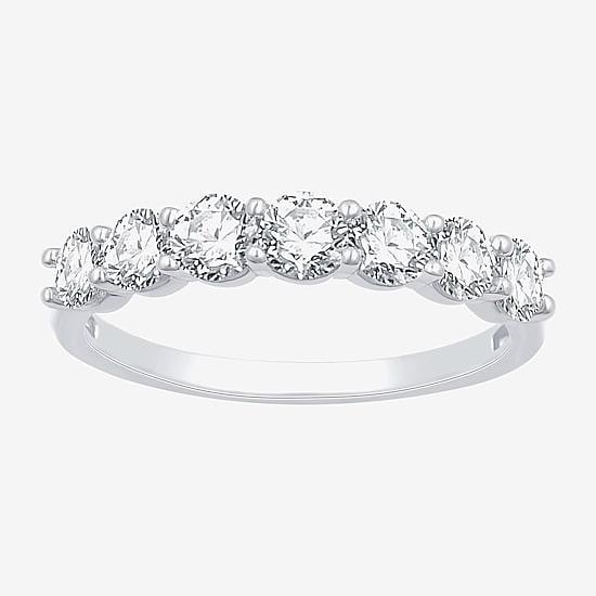 (G,Si1-Si2) Womens 2MM 1 CT. T.W. Lab Grown White Diamond Sterling Silver Wedding Band