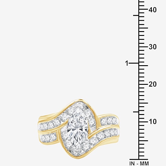 (G, Si1-Si2) Womens 2 CT. T.W. Lab Grown White Diamond 10K Gold Solitaire Side Stone Engagement Ring
