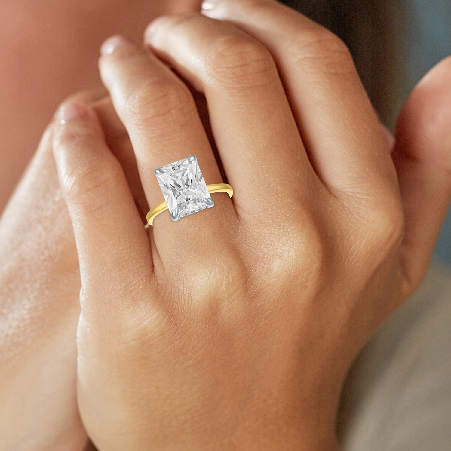 Bridal Addiction (E-F / Vs1-Vs2) Womens 4 1/7 Ct. T.W. Lab Grown White Diamond 14K Gold Rectangular Solitaire Engagement Ring