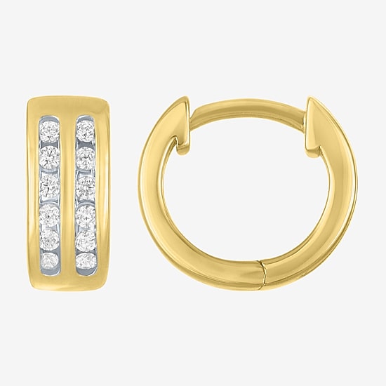 Yes, Please! Womens 1/4 CT. T.W. Lab Grown White Diamond Sterling Silver 11mm Hoop Earrings