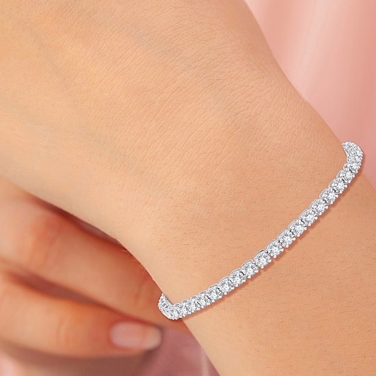 (G, Si1-Si2) Womens 4 CT. T.W. Lab Grown White Diamond Sterling Silver 7.5 Inch Tennis Bracelet