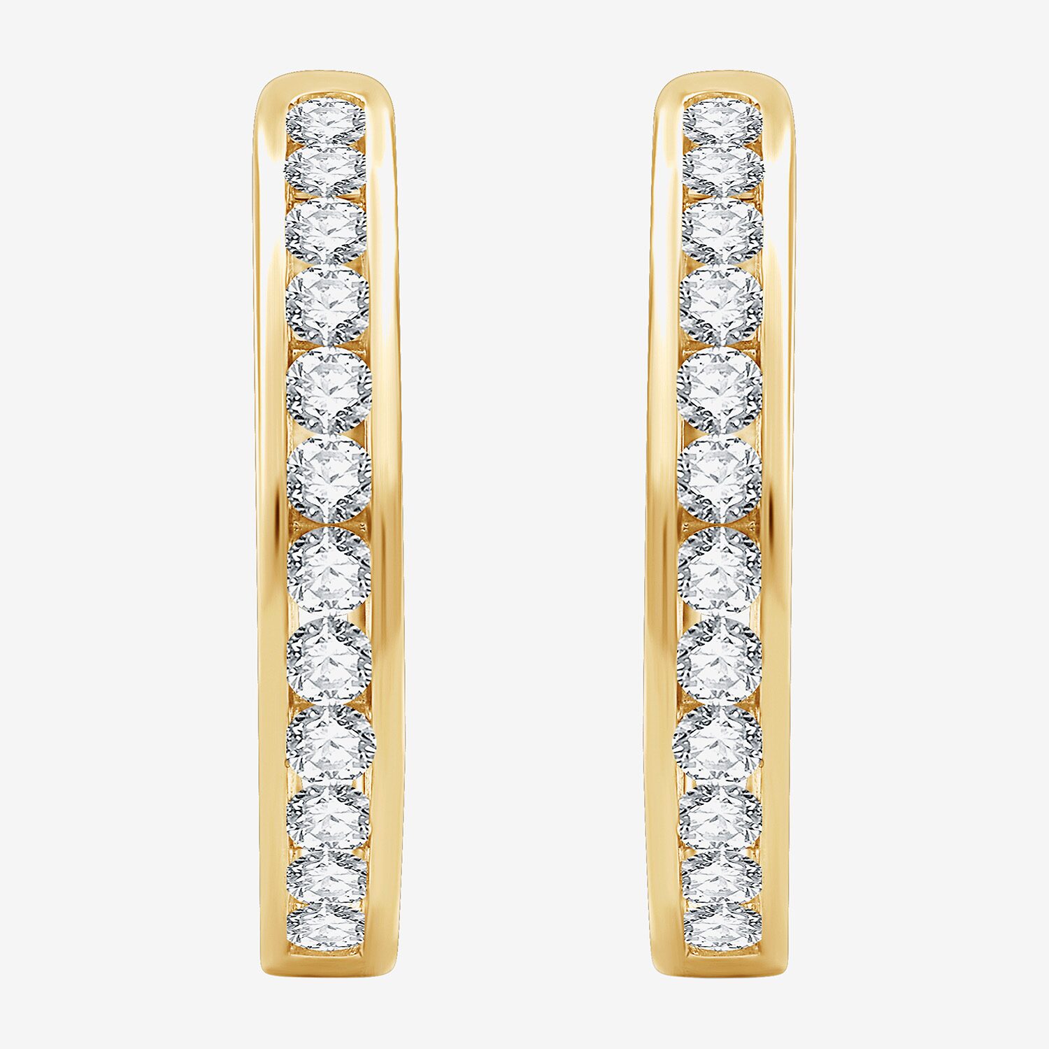 (G, Si1-Si2) Womens 2 CT. T.W. Lab Grown White Diamond 14K Gold Over Silver 25.6mm Hoop Earrings