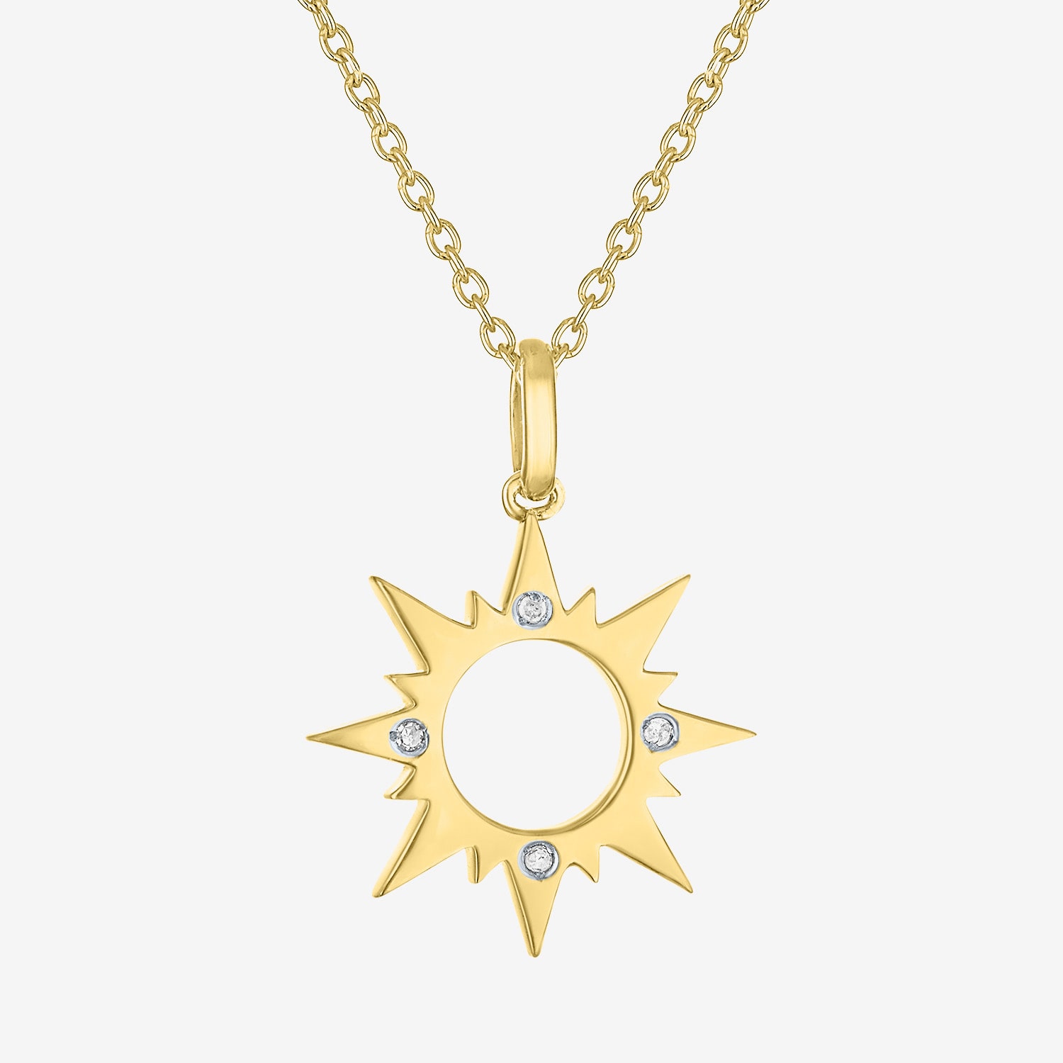 Diamond Accent Sun (G-H,Si2-I1) Womens Diamond Accent Lab Grown White Diamond Accent 14K Gold Over Silver Sunburst 16 Inch Pendant Necklace