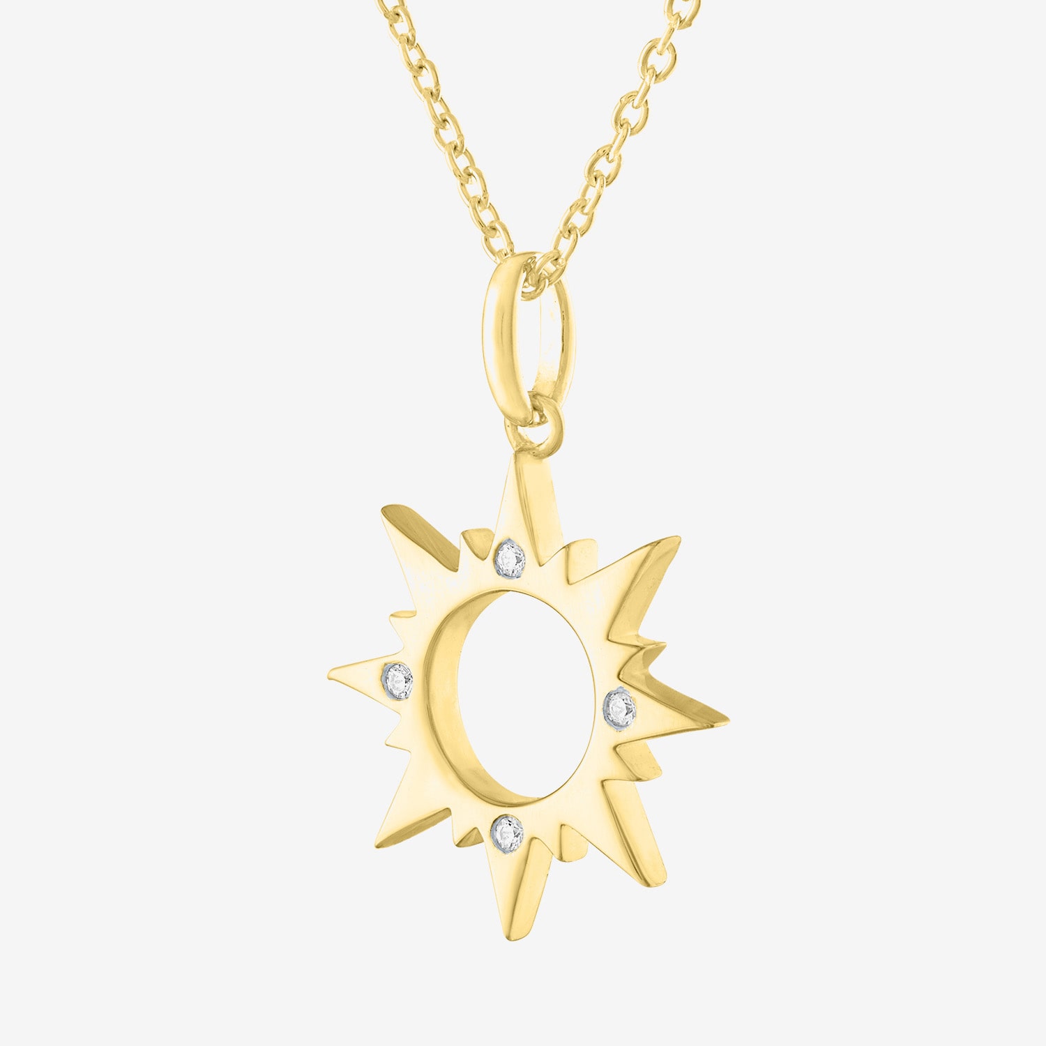 Diamond Accent Sun (G-H,Si2-I1) Womens Diamond Accent Lab Grown White Diamond Accent 14K Gold Over Silver Sunburst 16 Inch Pendant Necklace