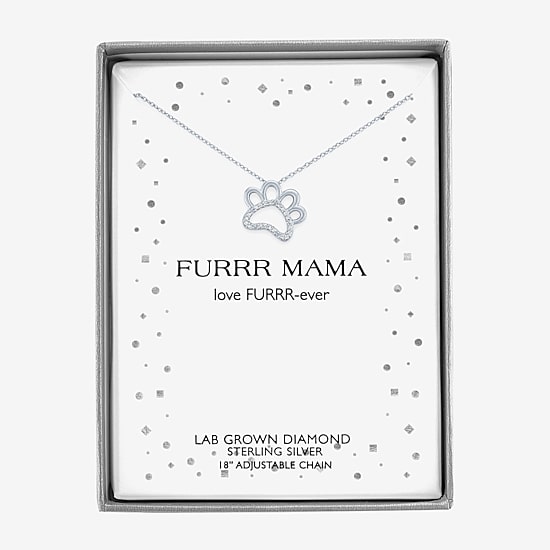 Diamond Accent Paw(G-H, Si2-I1) Womens Diamond Accent Lab Grown White Diamond Accent Sterling Silver Heart 16 Inch Pendant Necklace