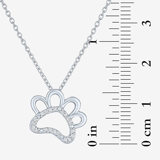 Diamond Accent Paw(G-H, Si2-I1) Womens Diamond Accent Lab Grown White Diamond Accent Sterling Silver Heart 16 Inch Pendant Necklace