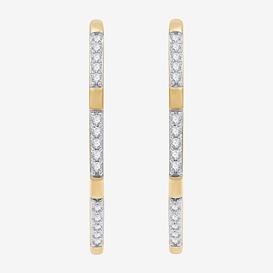 (G, Si1-Si2) Womens 1/2 CT. T.W. Lab Grown White Diamond 14K Gold Over Silver 29.9mm Hoop Earrings