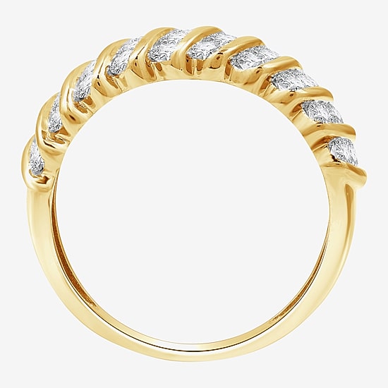 (G, Si1-Si2) Womens 1 CT. T.W. Lab Grown White Diamond 14K Gold Over Silver Band