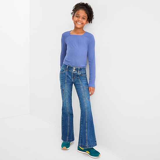 Vanilla Star Big Kid Girls Cargo Flare Leg Jean