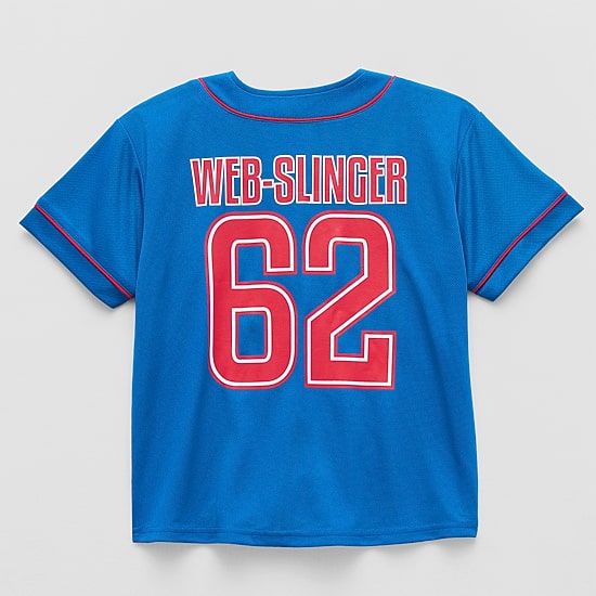 Disney Collection Little & Big Kid Boys Crew Neck Marvel Spiderman Short Sleeve Jersey