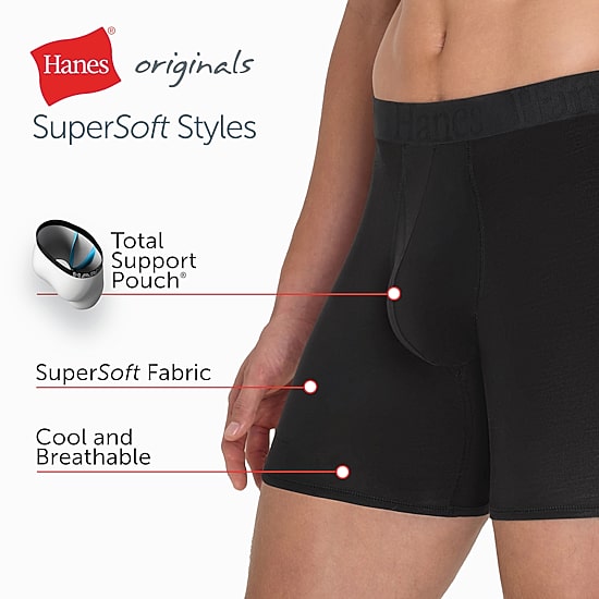 Hanes Originals Supersoft Total Support Pouch Mens 3 Pack Support Pouch Boxer Briefs Uosba3