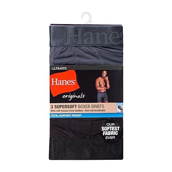 Hanes Originals Supersoft Total Support Pouch Mens 3 Pack Support Pouch Boxer Briefs Uosba3