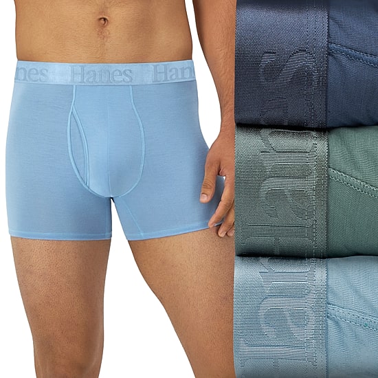 Hanes Originals Supersoft Mens 3 Pack Cooling Multi-Pack Comfort Waistband Trunks Uo2tb3