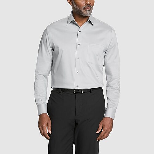 Van Heusen Ultra Flex Mens Regular Fit Stretch Fabric Wrinkle Free Long Sleeve Dress Shirt, 15-15.5 32-33, Gray