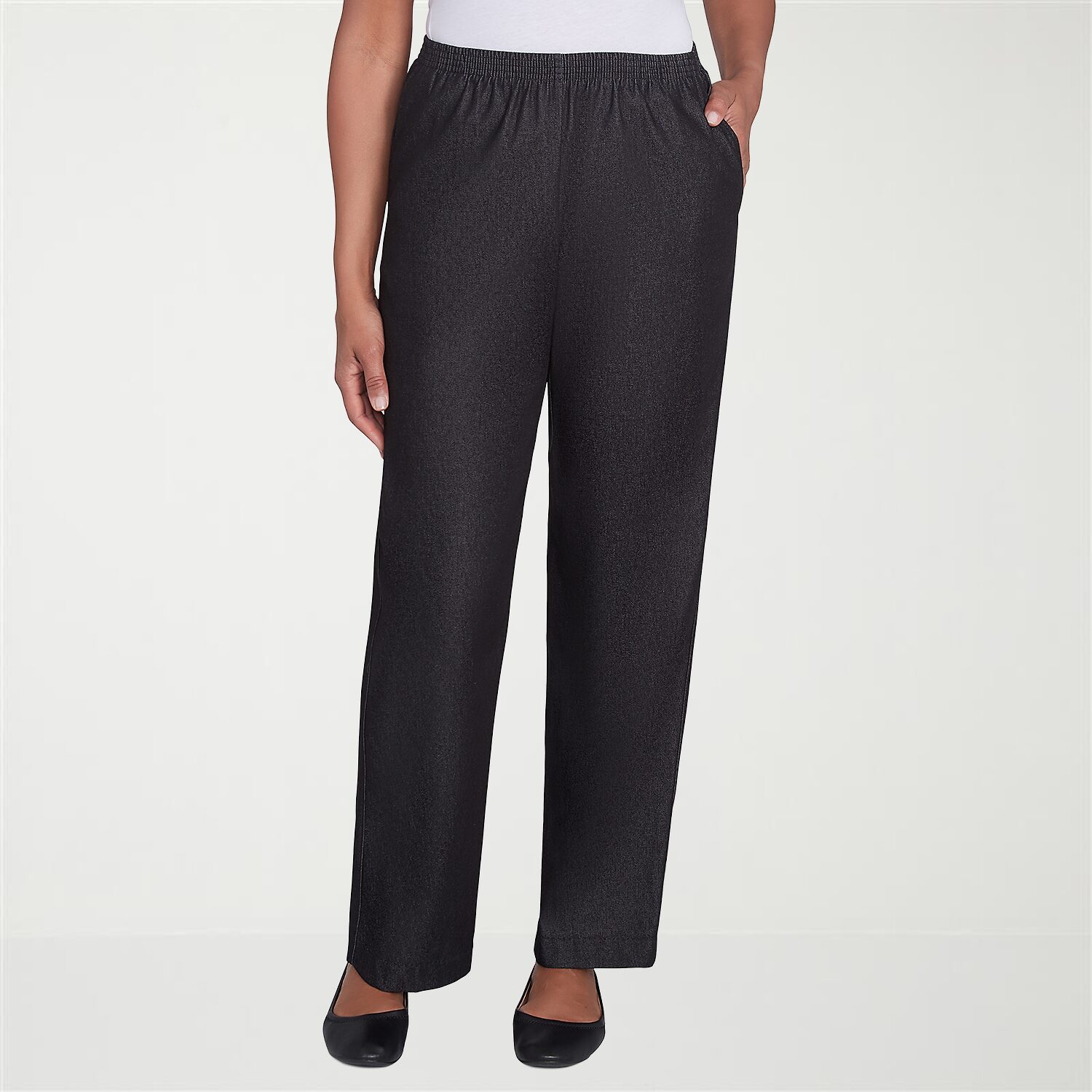 Alfred Dunner Classics Womens Straight Mid Rise Pull-On Pant