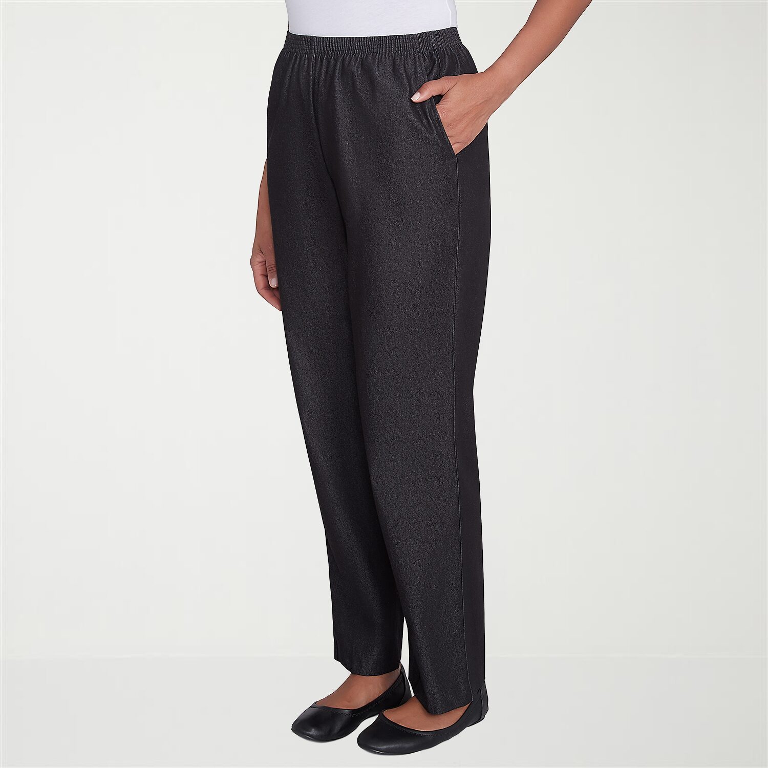 Alfred Dunner Classics Womens Straight Mid Rise Pull-On Pant