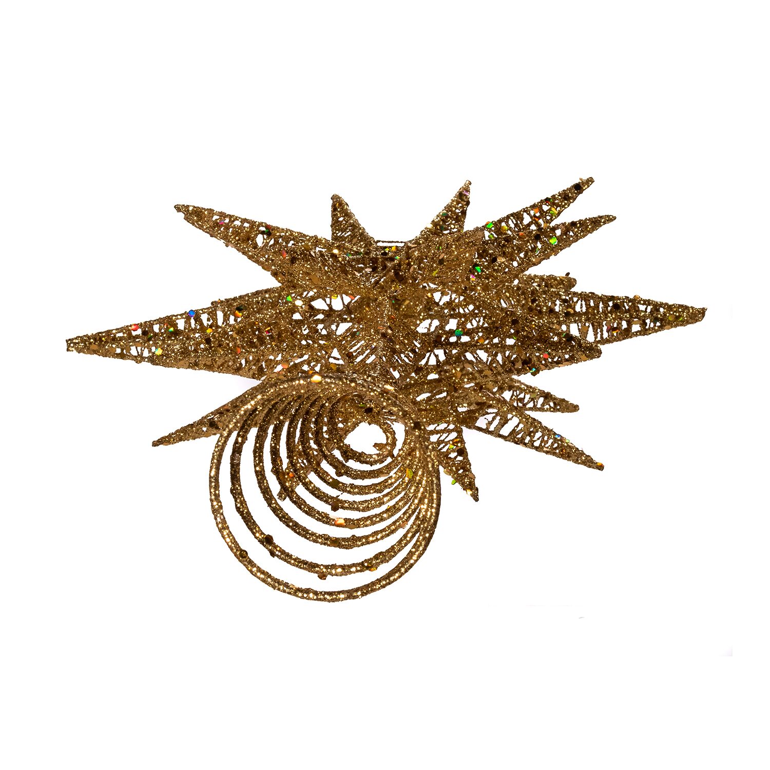 Kurt Adler 16.5-Inch Gold Glitter Wire 3d Star Treetop Topper