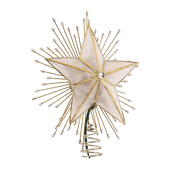 Kurt Adler 10-Inch 5-Point Capiz Star Tree Topper With Rays And Beads