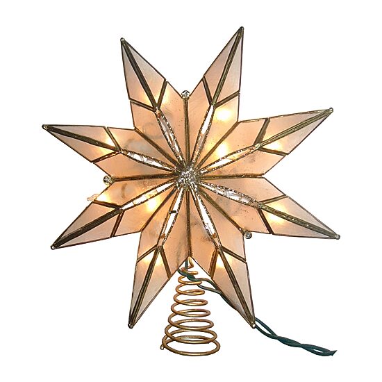 Kurt Adler 9-Inch 10-Light 8-Point Gold Capiz Star Tree Topper