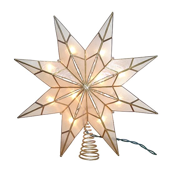 Kurt Adler 8-Point Gold Capiz Star Christmas Tree Topper
