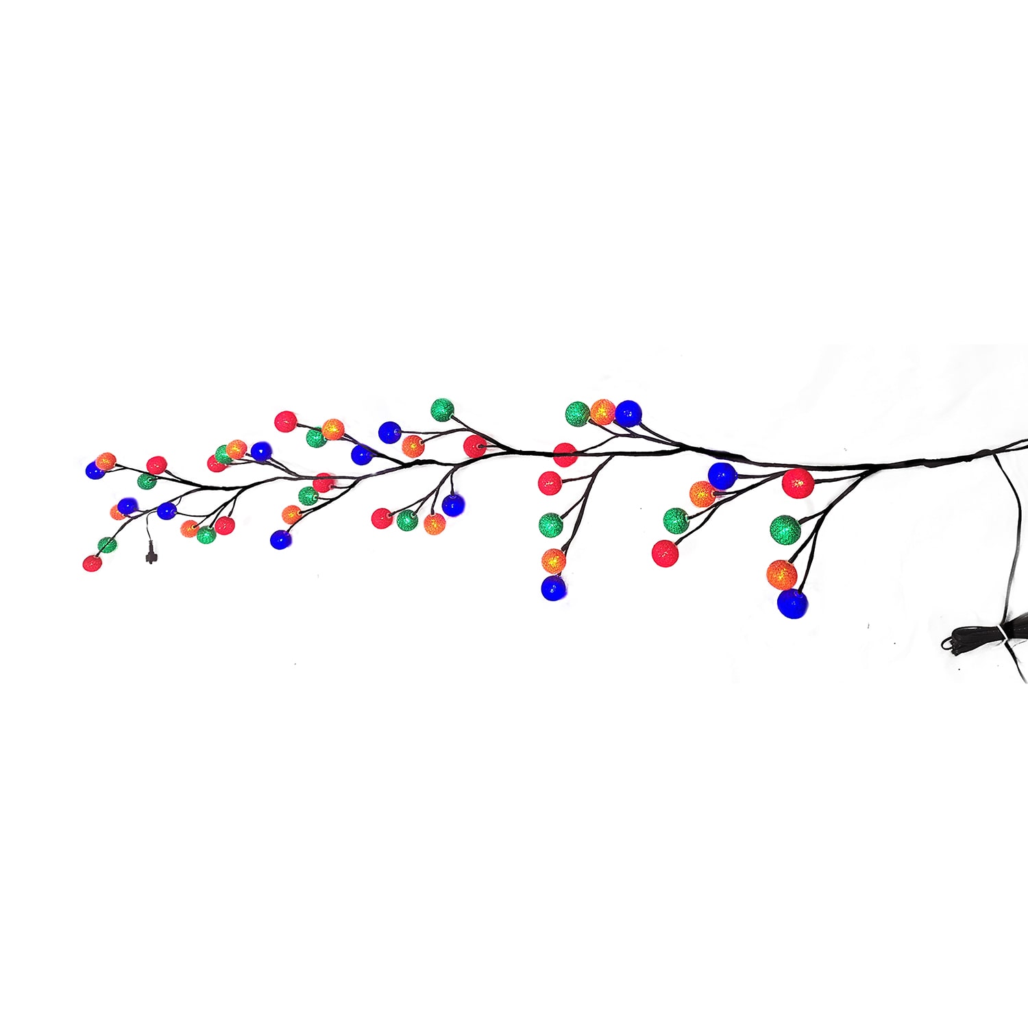Kurt Adler Multicolor Cotton Ball Pre-Lit Christmas Indoor Garland