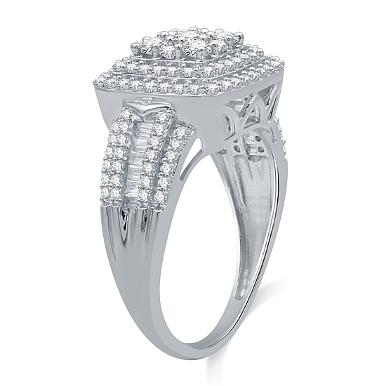 Diamond Blossom Womens 1 CT. T.W. Natural White Diamond 10K Gold Halo Cocktail Ring