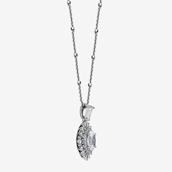 DiamonArt® Womens White Cubic Zirconia Sterling Silver Starburst Pendant Necklace